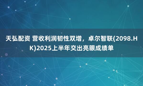 天弘配资 营收利润韧性双增，卓尔智联(2098.HK)2025上半年交出亮眼成绩单
